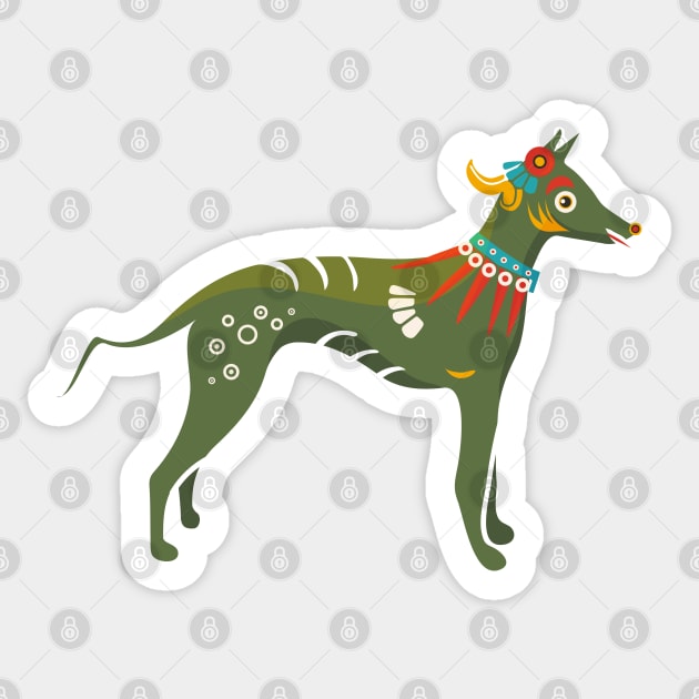 Xolotl, Xoloitzcuintli or Xolo Aztec Codex Mexican Hairless Dog Sticker by tatadonets